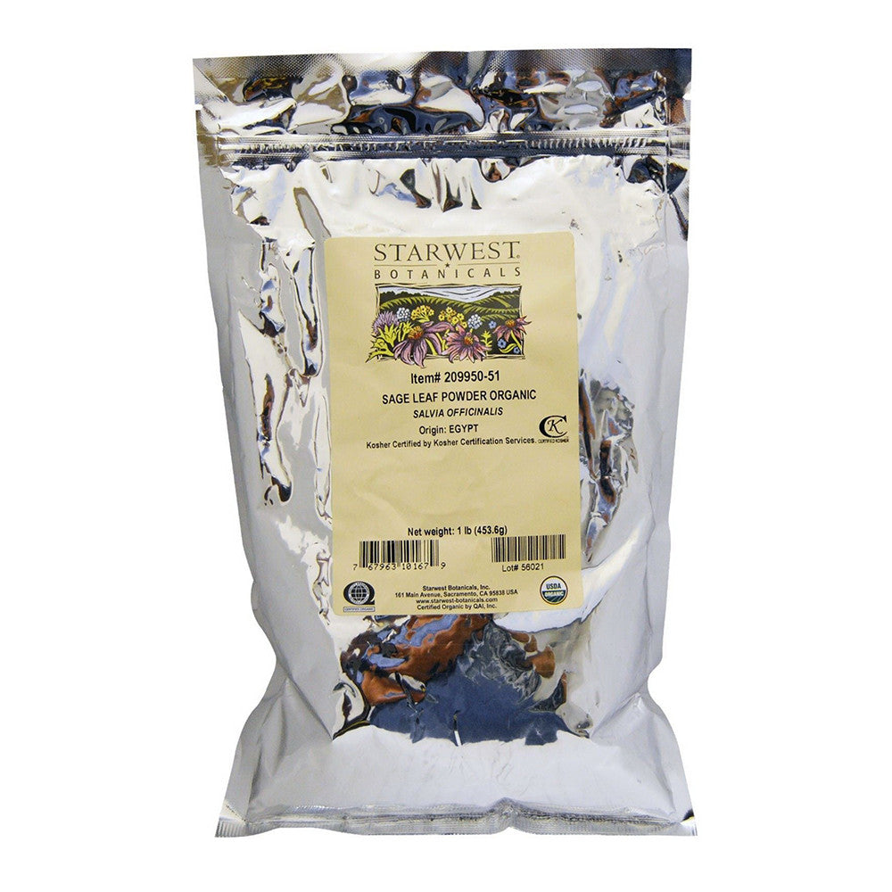 Starwest Botanicals Organic Sage Leaf Powder, 16 Oz